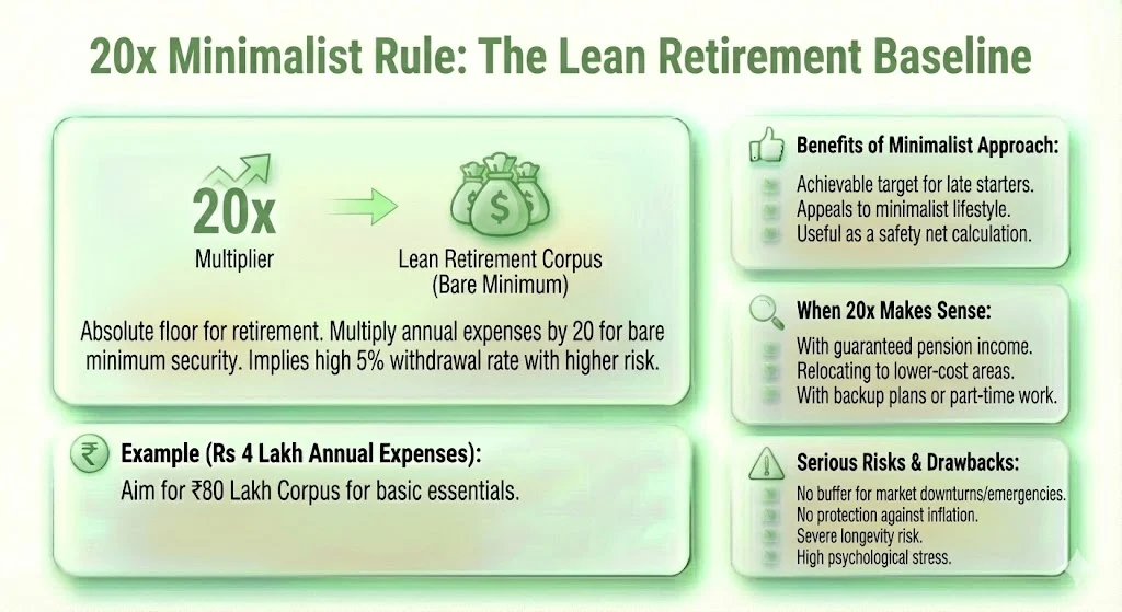 20x Minimalist Rule: The Lean Retirement Baseline